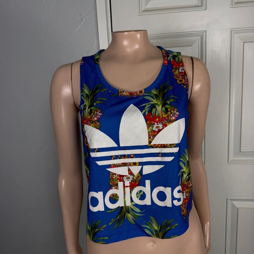 Adidas Farm Rio Shirt S Tank Top Pineapple Sleeveless Polyester Floral H3-12